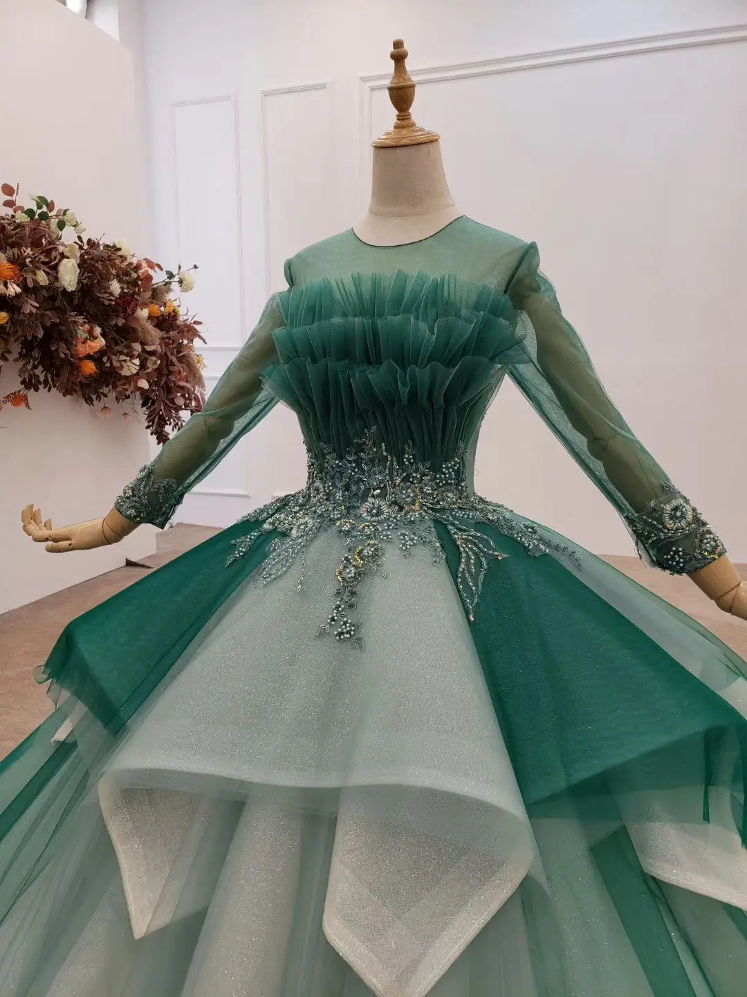 Gorgeous Sequin Puffy Evening Dress Long Emerald Green Women Formal Pageant Prom Gowns 2020 New Design For Party Prom Dresses
