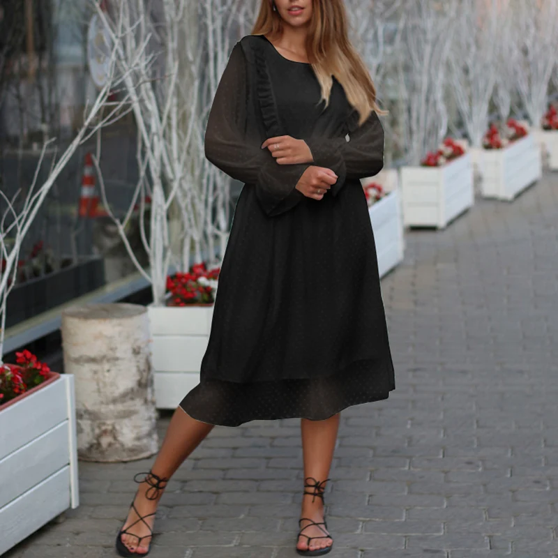 Летнее женское платье в горошек Vestidos VONDA, винтажное повседневное свободное богемное пляжное платье, офисный женский сарафан размера плюс