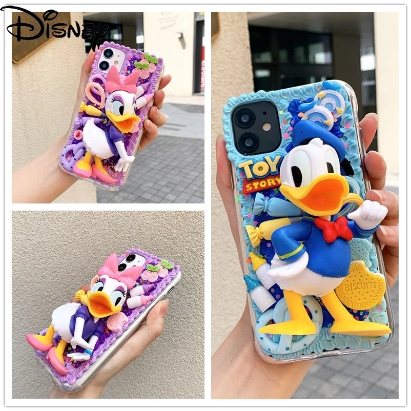 

Disney cartoon cute Donald Duck handmade diy couple phone case for iphone 12mini/11pro/12promax/se/xr/7plus/8p/xs/xsmax/12pro/