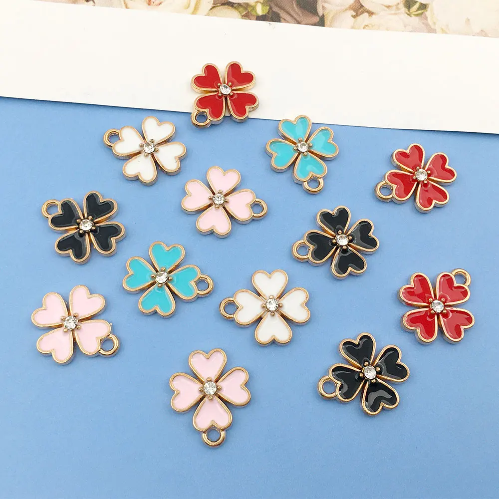

10pcs Enamel Plated Four Leaf Clover Charms for DIY Fashion Necklace Pendant Bracelet Earring Crafts Jewelry Making Accessories