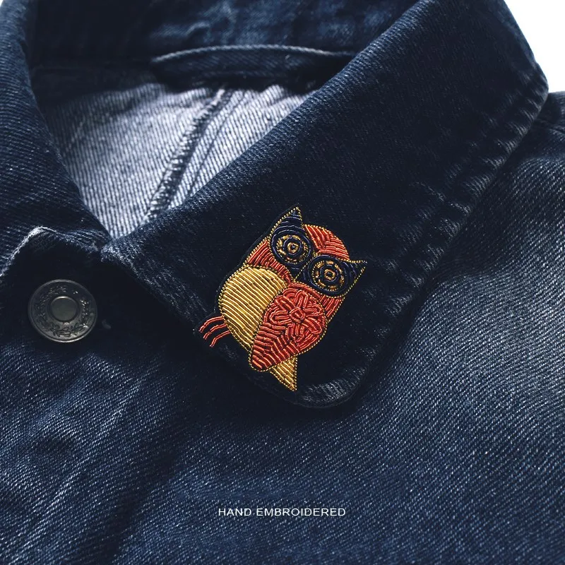 

French Design Handmade Embroidery Badge Pin Decoration Creative Wild Owl Anti-glare Brooch High-end Female