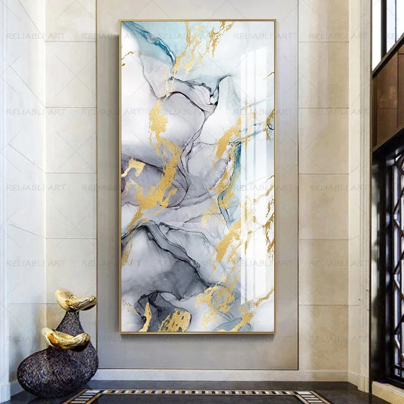 

Modern Abstract Painting on Canvas Prints Colorful Gold Marble Nordic Poster Wall Art for Living Room Watercolor Home Decor