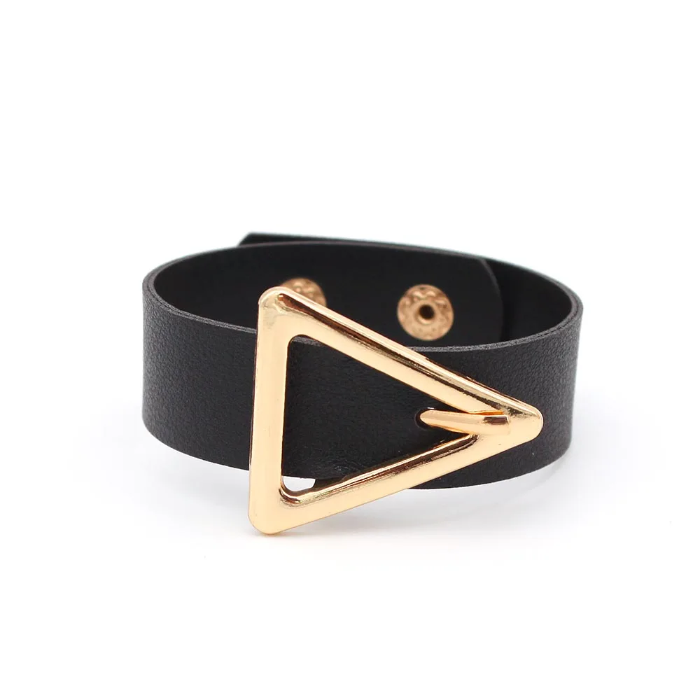 

New 2021 High Quality Contracted And The Atmosphere Lucky Vintage Leather Bracelet Geometry Of The Triangl Charm Women Jewelry