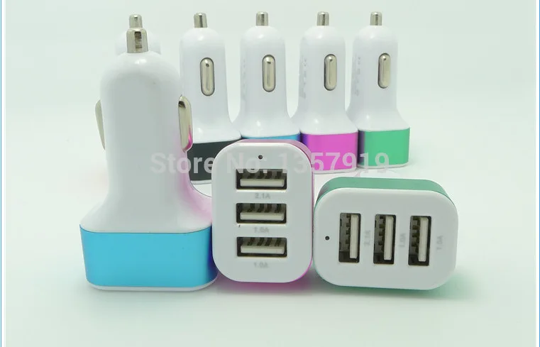 100 шт. * Универсальный Micro Mini 3 USB порт 3.1A автомобильное зарядное устройство DC 12 В