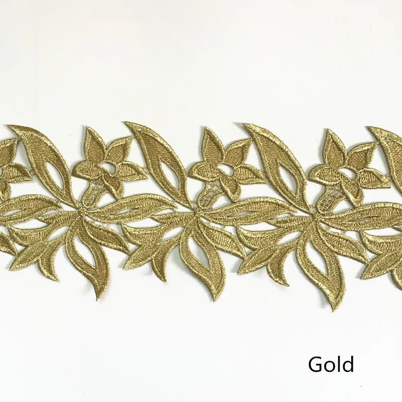 1 yard gold 20 ярдов 12 см пользовательские цвета белый вышитый водорастворимый кружевной ткани DIY аксессуары для одежды кружевной отделкой шитье ремесло DB-DZ1 - Цвет: 1 yard gold