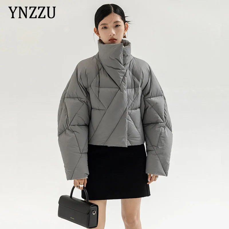 

Модный женский пуховик с рукавом «летучая мышь», теплая уличная одежда, женский пуховик большого размера с воротником-стойкой, короткое пальто YNZZU 1O382