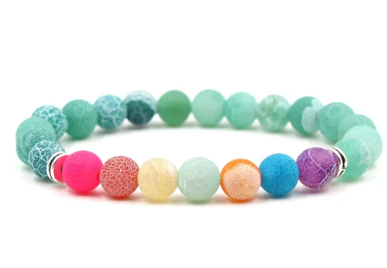 8 мм df2 красочный шар чакры матовый Выветривания Агат Оникс Природа Браслет с