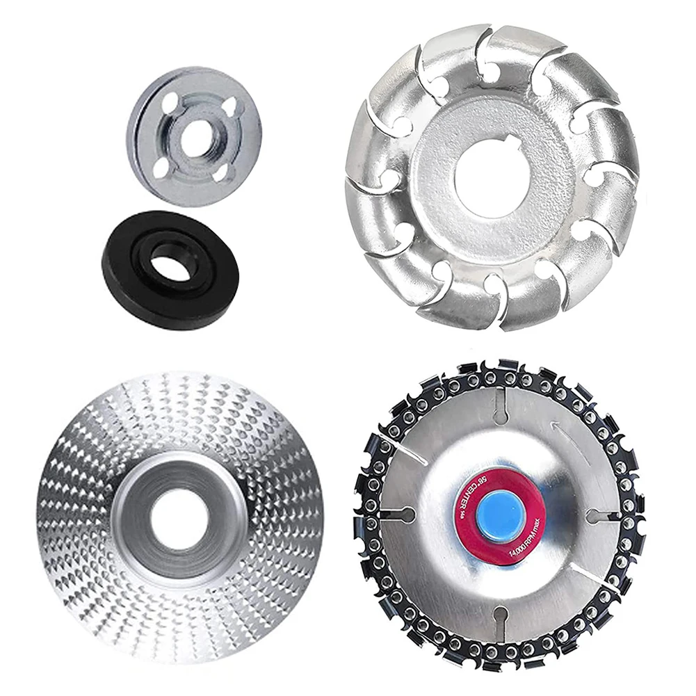 

4PCS Grinder Chain Disc Set Wood Grinding Wheel 12 Teeth Wood Shaping For Wood Polishing Grinding Wheel Tool Chainsaw Disc