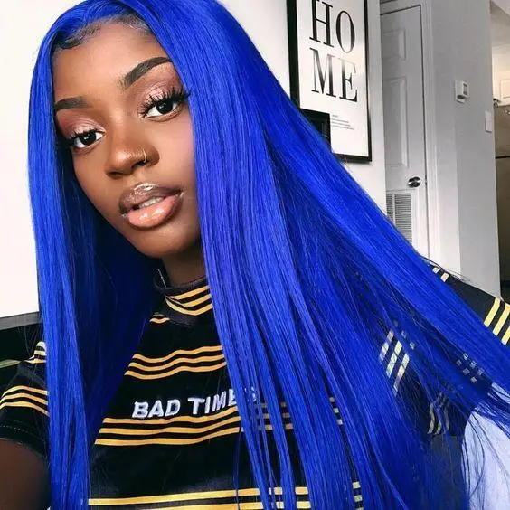blue wig human hair