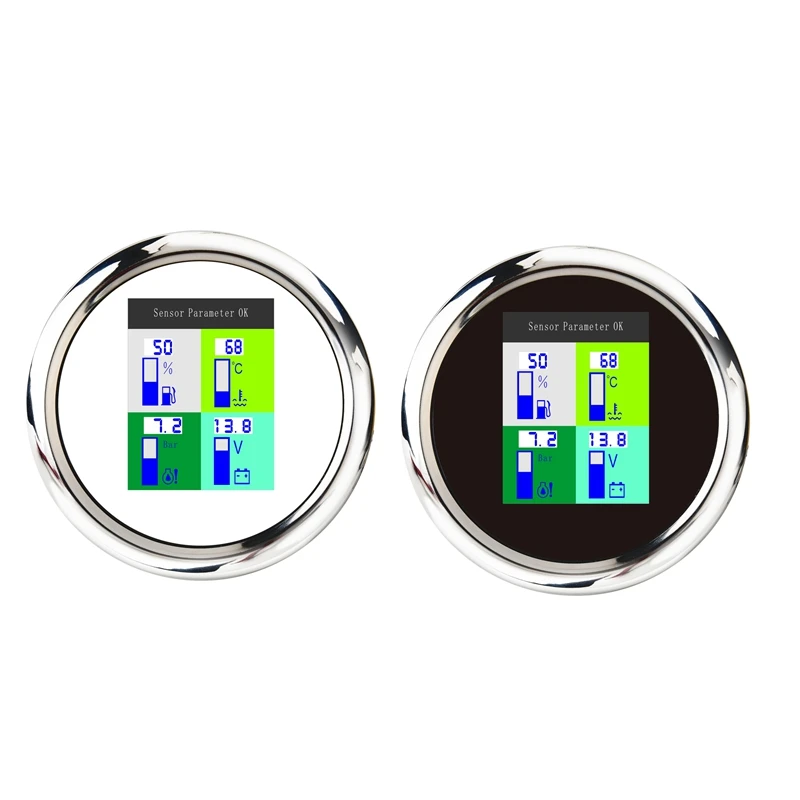 

Universal 85mm 4-in-1 Multi-Functional Digital Meter Water Temp Oil Pressure Fuel Level Gauge Voltmeter with Alarm