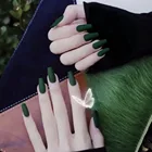 24 шт. Пресс для ногтей, для нанесения с помощью клея Европы и Соединенных Штатов Америки темно-зеленый Однотонная одежда матовый длинные балерина Форма накладные ногти с использованием такого клея, для девочек, детская футболка