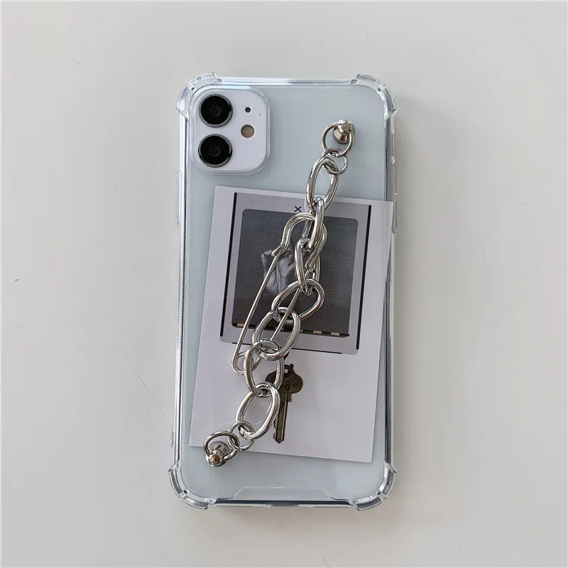 

Super cool heavy metal chain XR suitable for Apple 11pro paper clip 12mini mobile phone case xsmax female 8