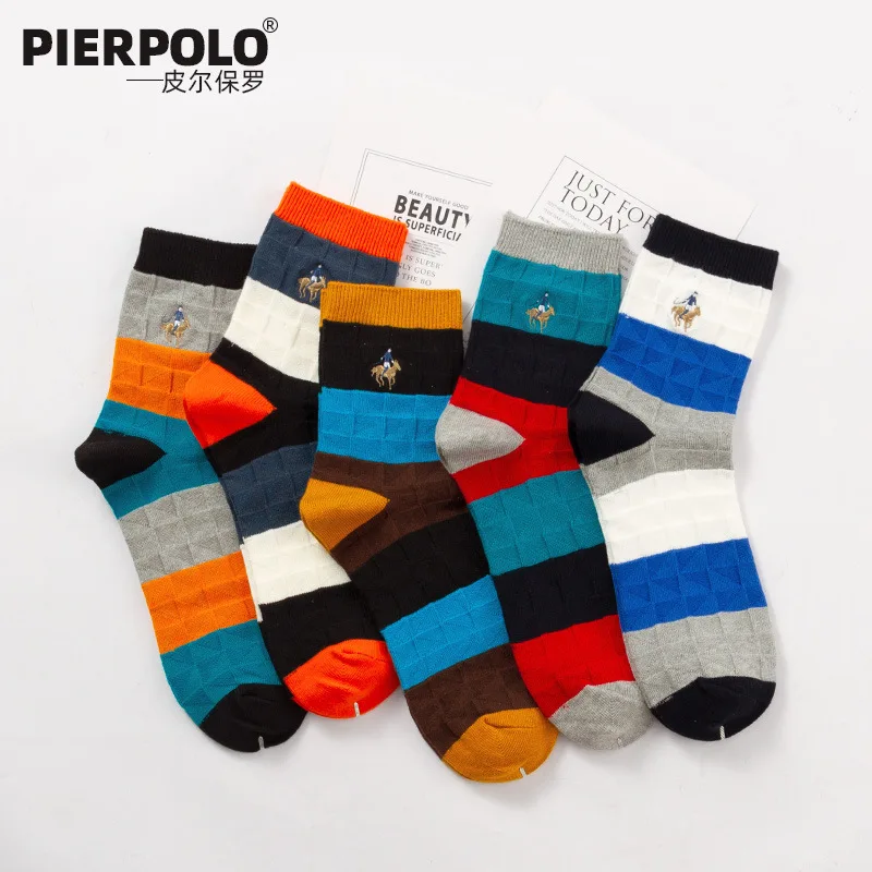 

2023 Winter Fashion Brand Polo Men Cotton Socks Breathable Warm Business Casual Long Crew Winter Socks Male Mix Color Wholesale