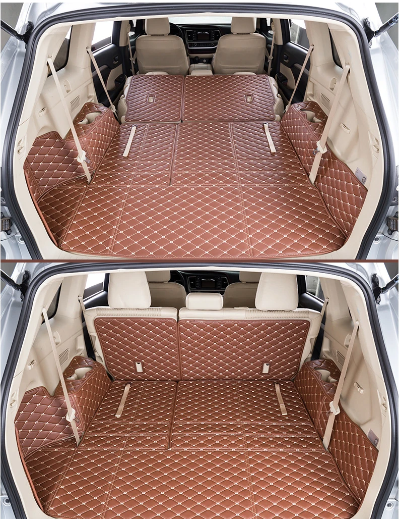

fiber leather car trunk mat for toyota highlander 2013 2014 2015 2016 2017 2018 2019 Kluger car accessories
