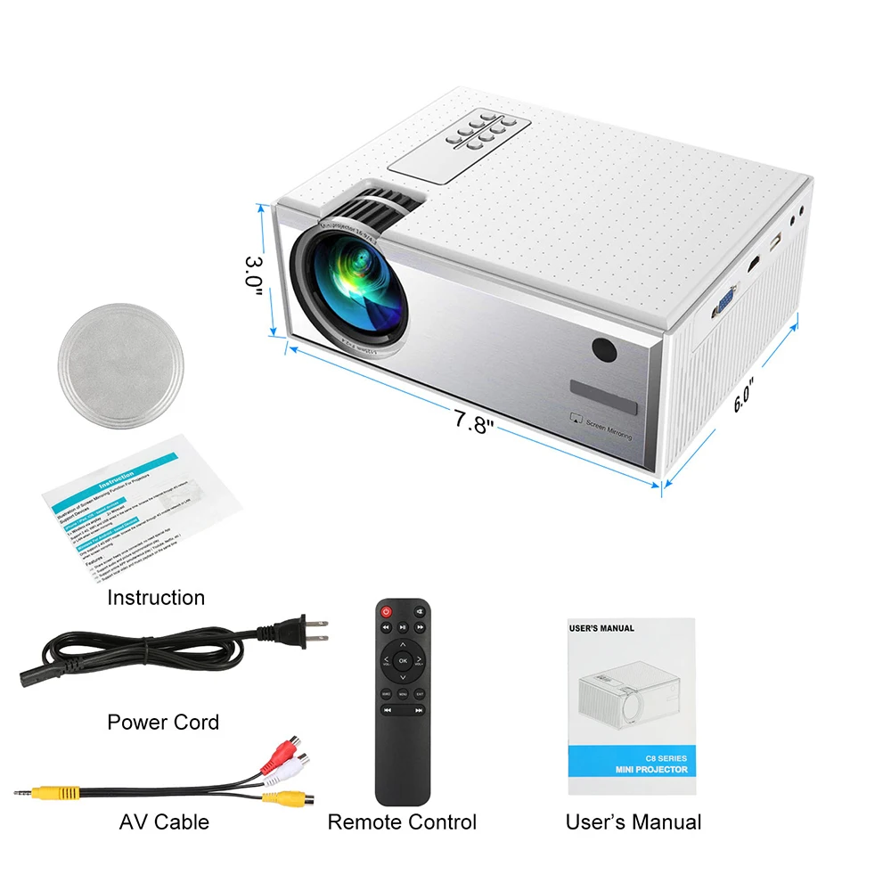 Проектор с ЖК-дисплеем 2800 люмен поддержка 1080P вход несколько портов Портативный