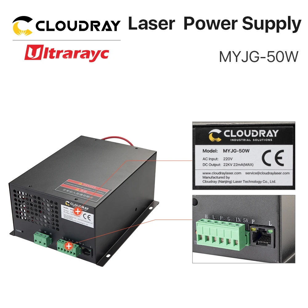 Ultrarayc 50 Вт CO2 лазерный источник питания для гравировальный станок MYJG 50W|Запчасти