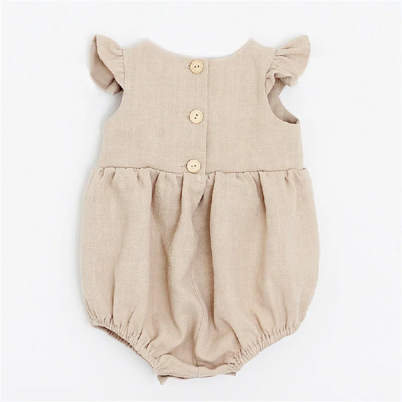 

Baby Girl Romper For Summer Solid Color Sleeveless Baby Clothing Jumpsuits Cotton Linen Newborn Baby Girl Clothes Summer