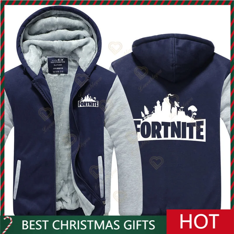 

Jacket Men 2022 New Brand FORTNITE Winter Thick Warm Fleece Zipper Coat for Mens SportWear Tracksuit Male Hoodies