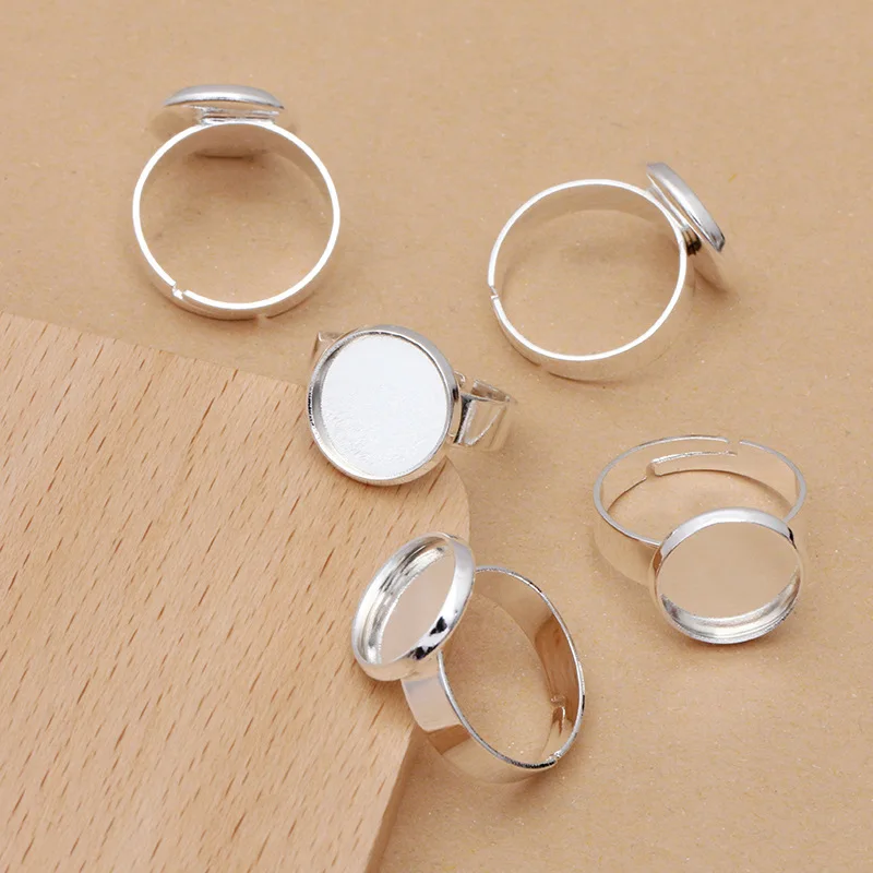 

Регулируемое пустое кольцо, 200 шт., 12 мм, кабошон, основа для круглого кольца, рамка, настройки, заготовки, фурнитура «сделай сам», женское ювелирное изделие