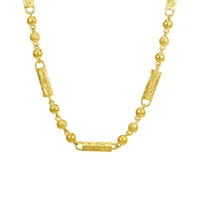 mxgxfam 60 cm x 6 mm heroic 24 k pure gold color six corner pillar beads chain necklaces for men fashion jewelry hip hop