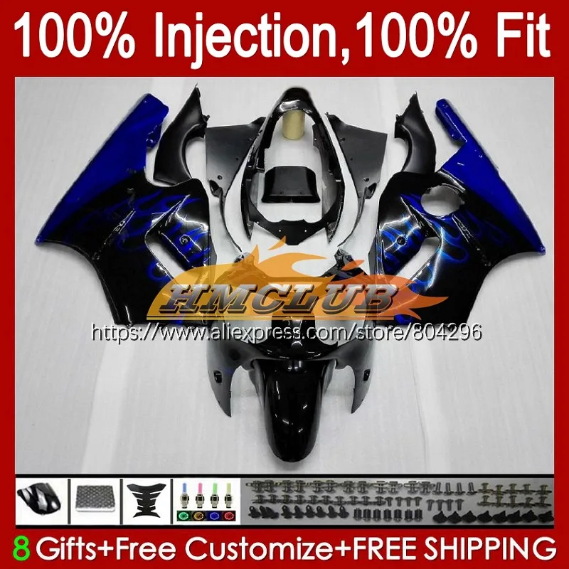 Инъекция для KAWASAKI NINJA ZX 12R ZX12R 02 03 04 2005 2006 90No.18 ZX1200 CC 2002 Синий Пламя 2003 2004 05 06
