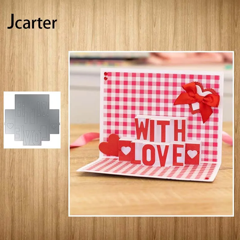 

2021 WITH LOVE Letters Words Metal Cutting Dies Shape Scrapbooking Craft Die Cut Stencil Card Make Mould Sheet Decoration Design