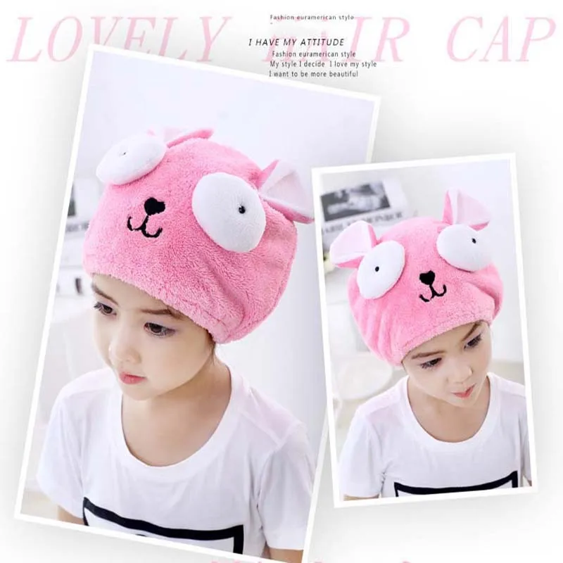 Милое полотенце для волос мультяшная сухая шапка из кроличьего меха