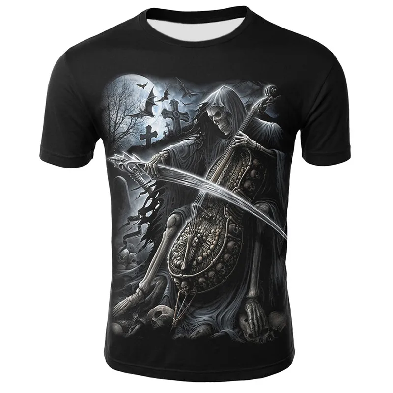 Футболка мужская с 3D принтом черепа модная тенниска коротким рукавом