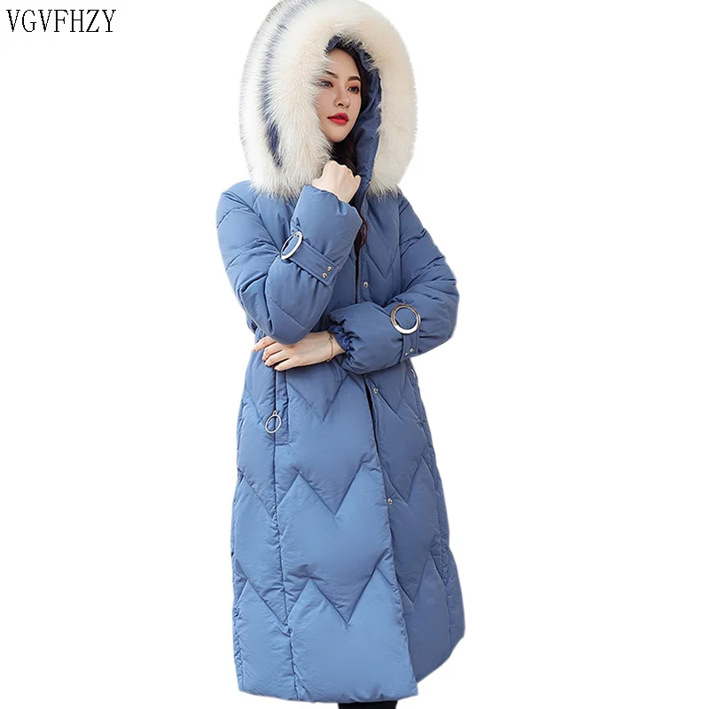

Теплая зимняя куртка женская мода 2019 с капюшоном меховой воротник пуховое хлопковое пальто женское корейское однотонное тонкое пальто плю...