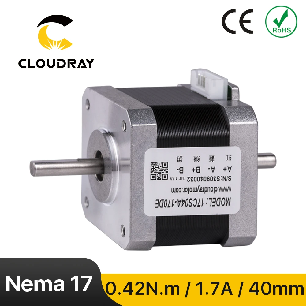 Двухвальный шаговый двигатель Cloudray Nema 17 40 мм 42 нм 1 7 А для ЧПУ 3D принтера