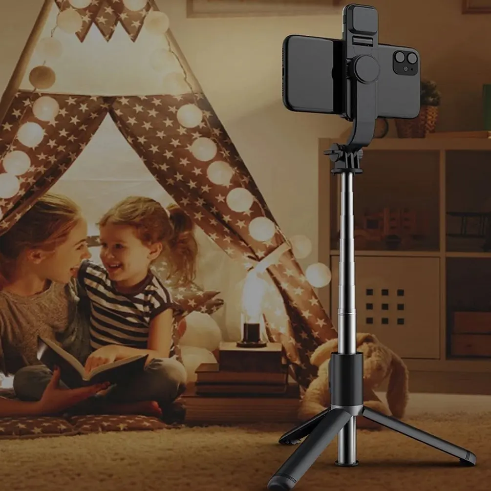 

Wireless Bluetooth Selfie Stick Foldable with Remote Control Fill Light Tripod and Monopod Universal for IOS Android