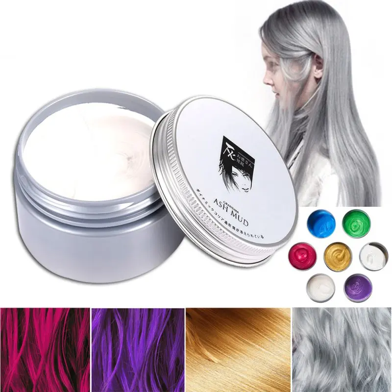 

Temporary Hair Dye Cream DIY Grandma Grey Hair Color Wax Mud Harajuku Style Hair Coloring Modeling Fashion Styling Tools 7 Color