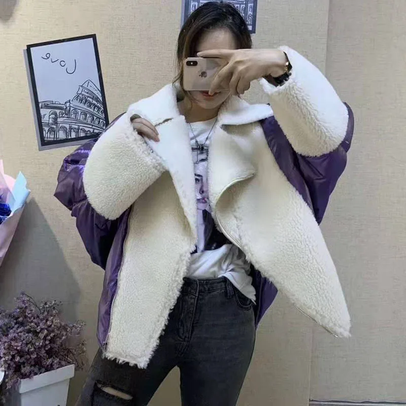 

down 90% white duck jacket bat sleeve winter coat women 2021 turn-down collar outerwear patchwork style plus size coats