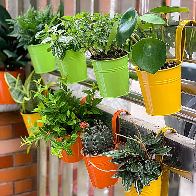 

Hanging Flower Pot Metal Iron Bucket Planter with Detachable Hook Multifunctional Holder for Garden Courtyard Balcony NEW Hot