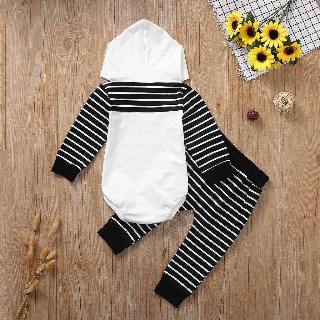 Kids Autumn Clothes Newborn Baby Boy Girl Nightmare Stripe Hooded Romper Pants Halloween Outfits Set Infantil Children Clothing | Детская