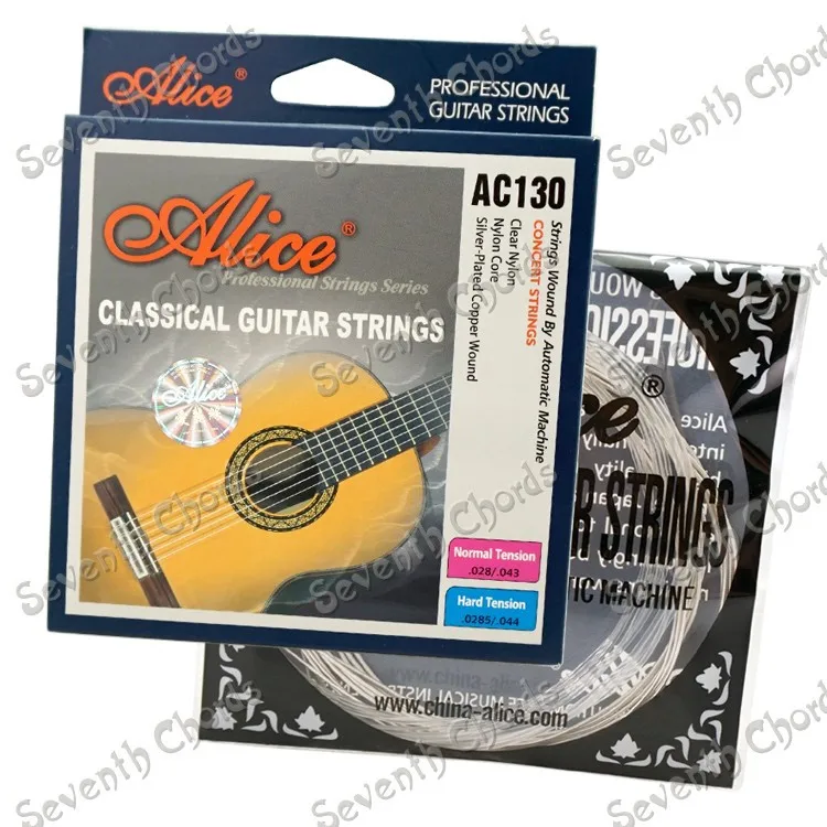 

2 Sets Alice AC130-H Classical Guitar Strings 1st-6th(0285-044) Silver-Plated Copper Alloy Wound Clear Nylon String Set