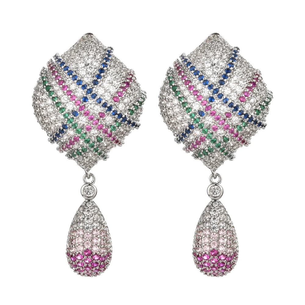 Europäische und amerikanishe Mode Luxus farbige Diamant Quaste Zirkon ohr-1 Frauen / Mädchen modesmodeschmuck Geschenke | Украшения и