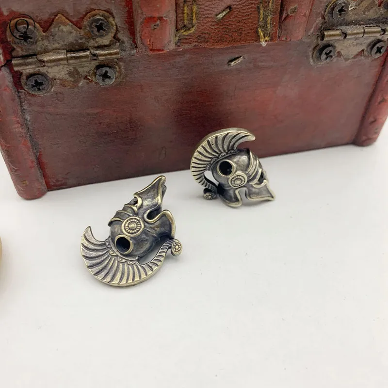 Латунный Спартанский шлем Паракорд веревка бусины кулон Открытый EDC инструмент