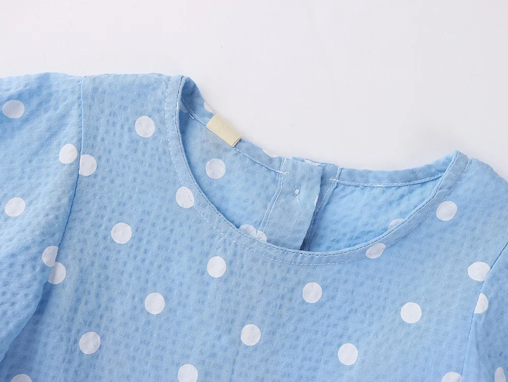 

Midoo Fairy 2021 Summer Girls Kids Children's Cotton Dress Dots Print Lace A-Line Cute Short Sleeve O-Neck Casual Clothes