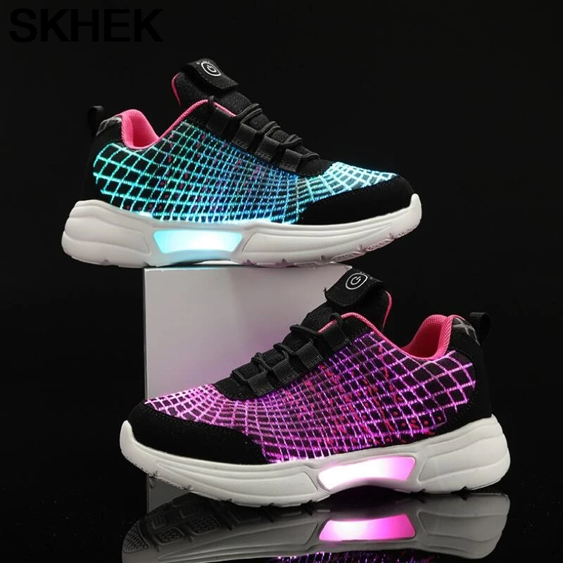 SKHEK/Новинка Детские светящиеся кроссовки с USB подсветкой Детская обувь Тапочки