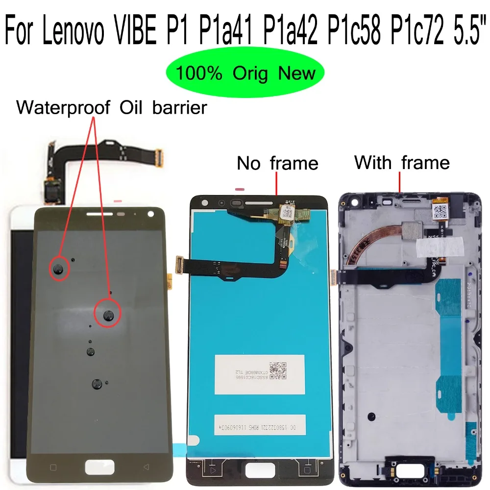 

Shyueda 100% Oig новый с рамкой Lenovo VIBE P1 P1a41 P1a42 P1c58 P1c72 5,5 "ЖК-дисплей сенсорный экран дигитайзер