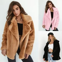popular women winter plush coat soft women fur jackets turn down collar warm outwear casual female pink black light brown coats