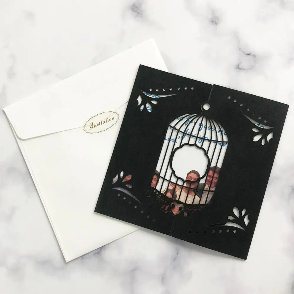 

50PCS/LOT Lantern Simple And Elegant Wedding Invitation Card High-end Bride Shower Anniversal Gerden Reveal Invitation Cards