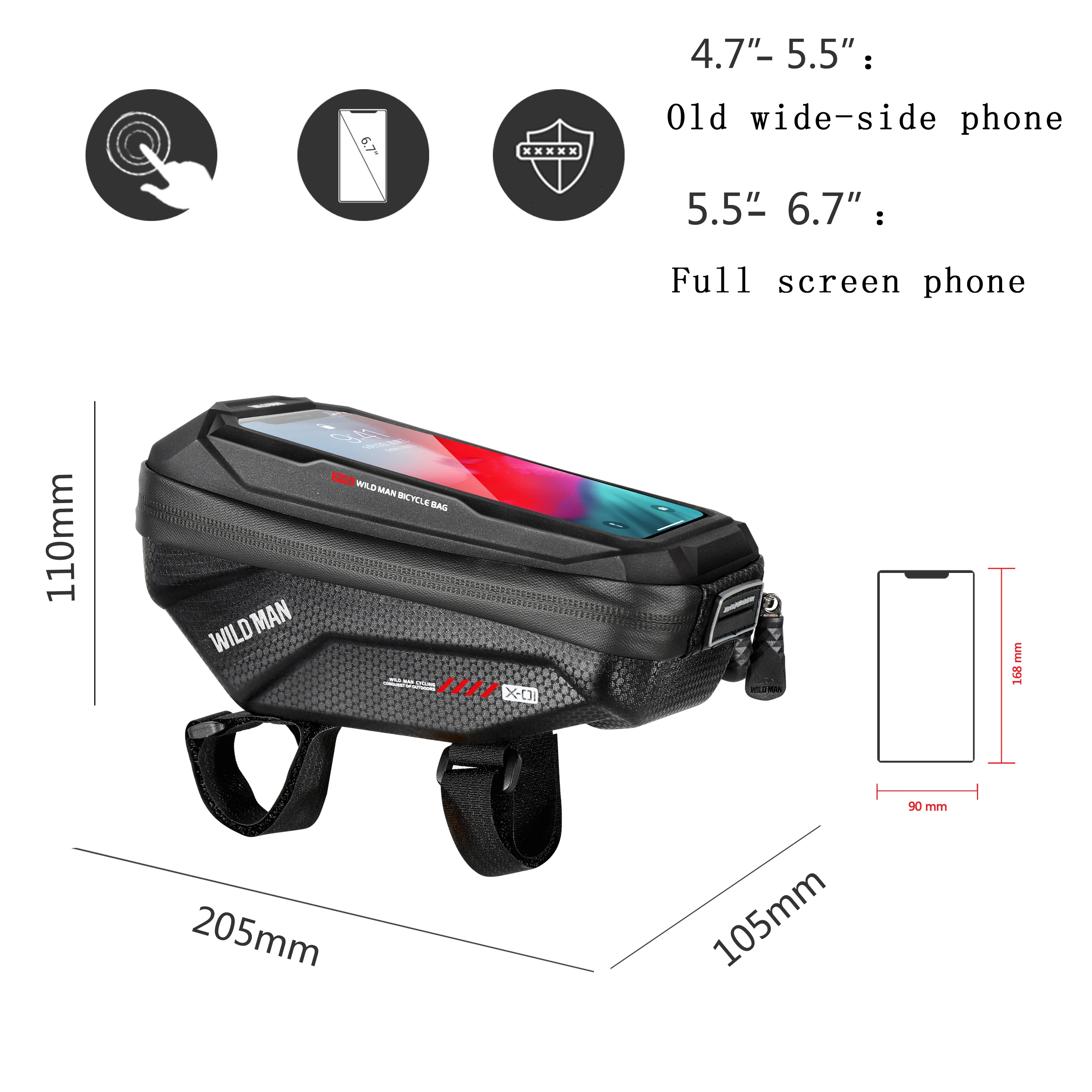 wild man bike bag front frame bag touchscreen waterproof bicycle bag 6 7in phone case mtb bike handlebar pack bike accessories free global shipping