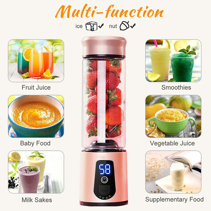 値段 ポータブル電気ミニジューサー,電気ミキサー,フードプロセッサー,スムージーミキサー,USB充電式