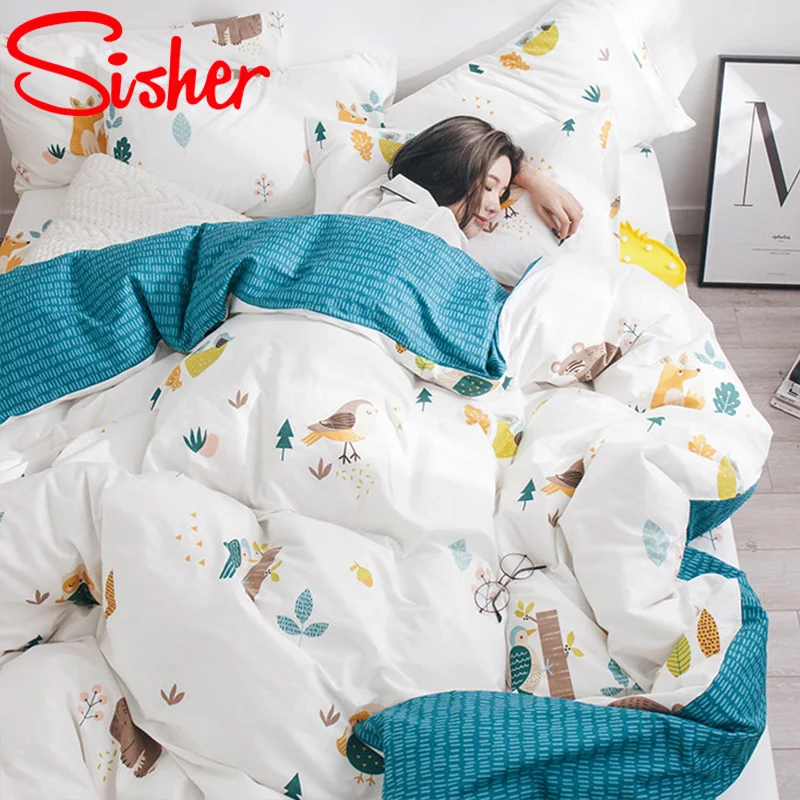 Sisher мягкий хлопковый комплект постельного белья милый мультяшный детский