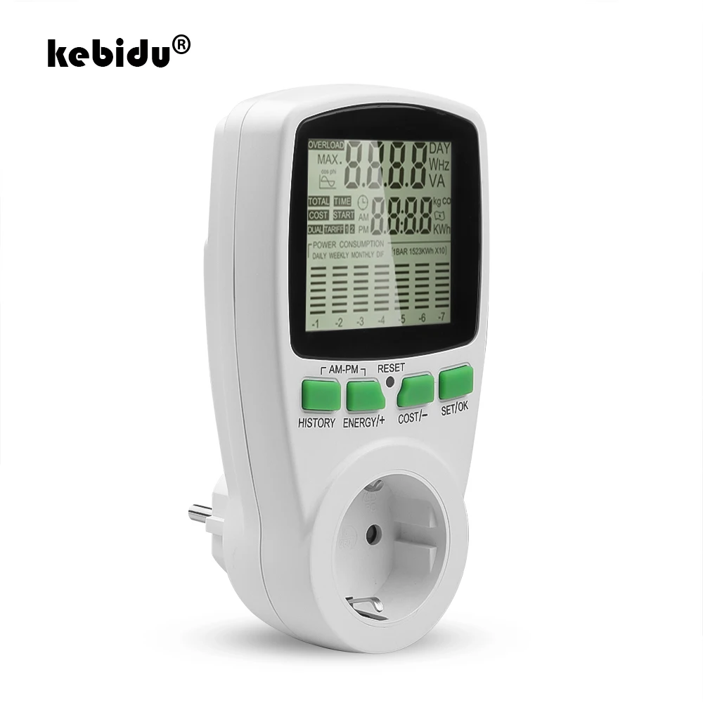 Цифровая розетка kebidu с ЖК-дисплеем измеритель электроэнергии ваттметр