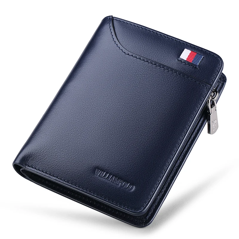 Multi-function Genuine Leather Short Wallet Men Card Holder Coins Purse Male Small Wallet High Quality Zipper Real Men's Leather