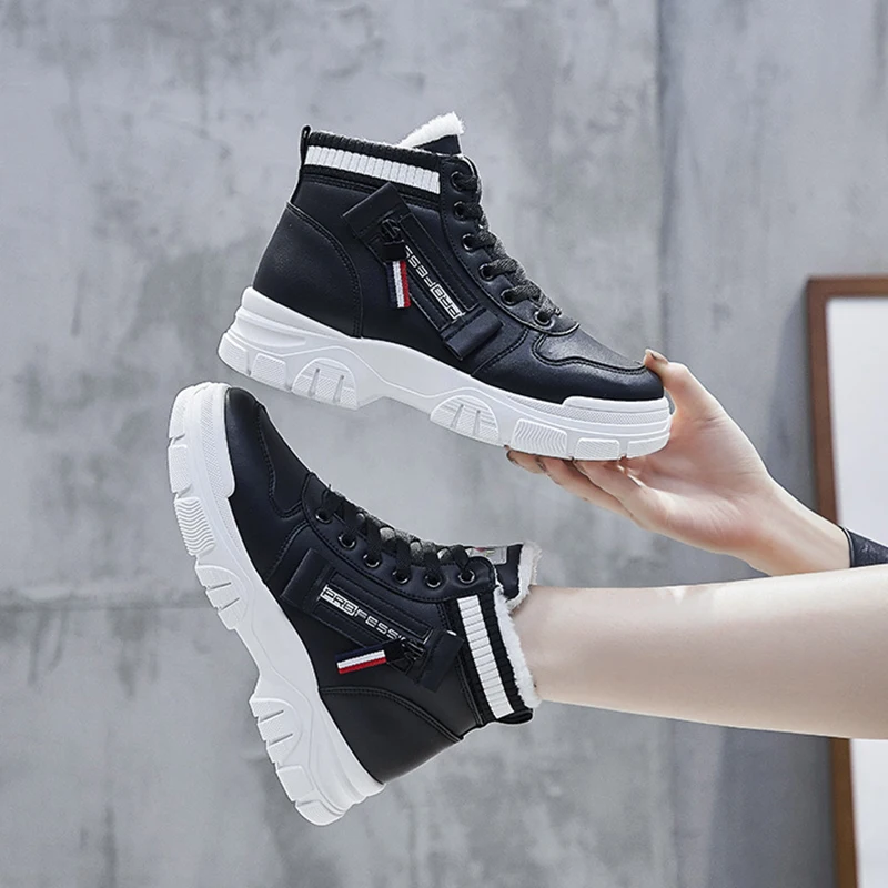 

2021 Fashion Women's Ankle Boots Black Warm Plush Winter Boots For Women Winter Shoes Casual Sneakers For Winter Female Footwear