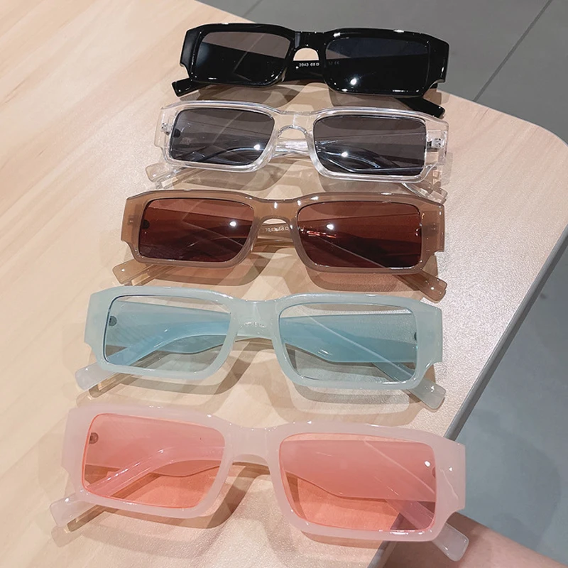 

Vintage Candy Color Small Square Sunglasses For Women New Fashion Pinke Green Gradient Sun Glasses Female Elegant Shades Ins Hot